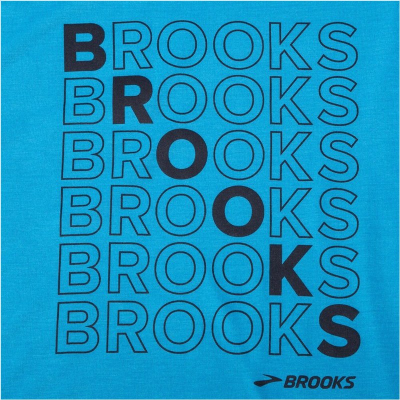  Distance Graphic Short Sleeve : 416 Electric Blue/Brooks Repeat