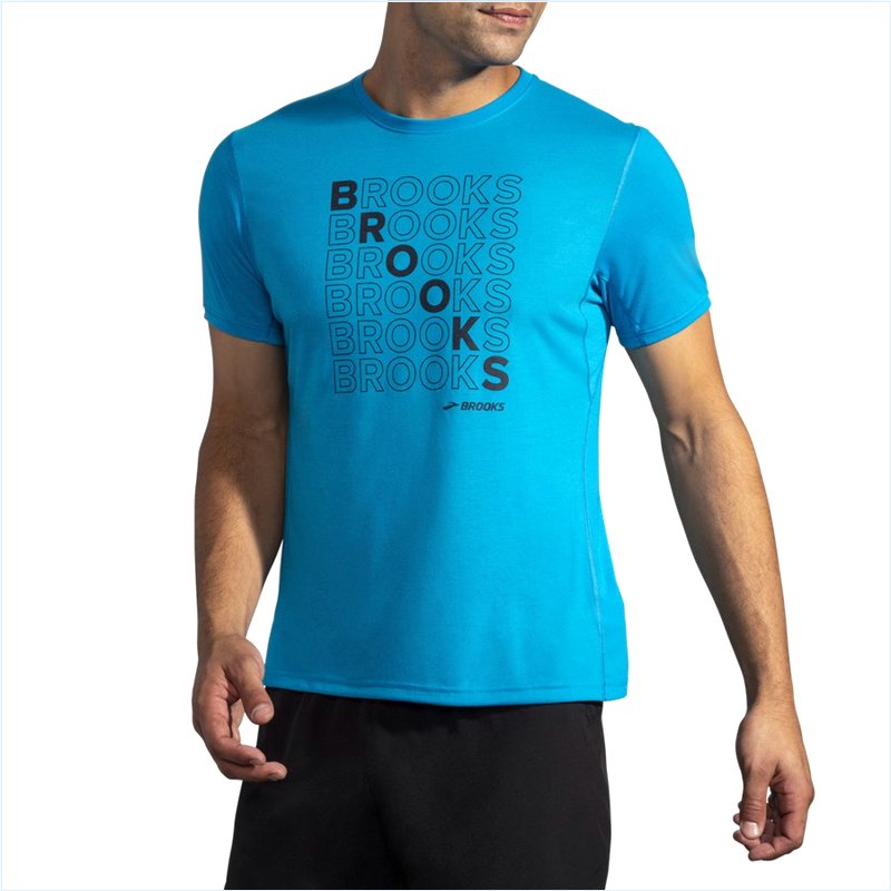 Distance Graphic Short Sleeve : 416 Electric Blue/Brooks Repeat
