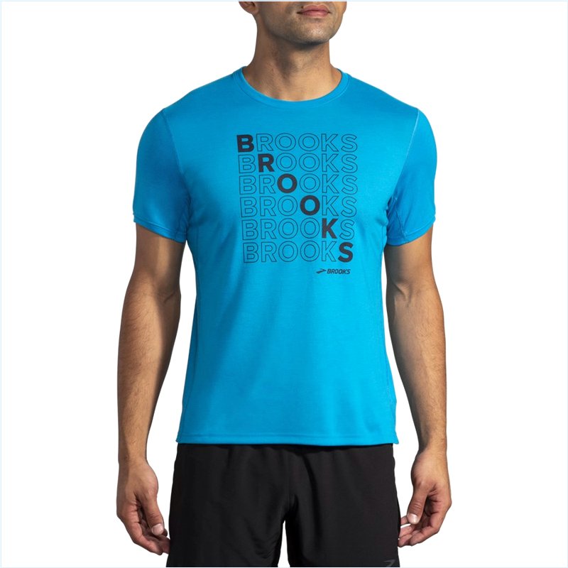  Distance Graphic Short Sleeve : 416 Electric Blue/Brooks Repeat