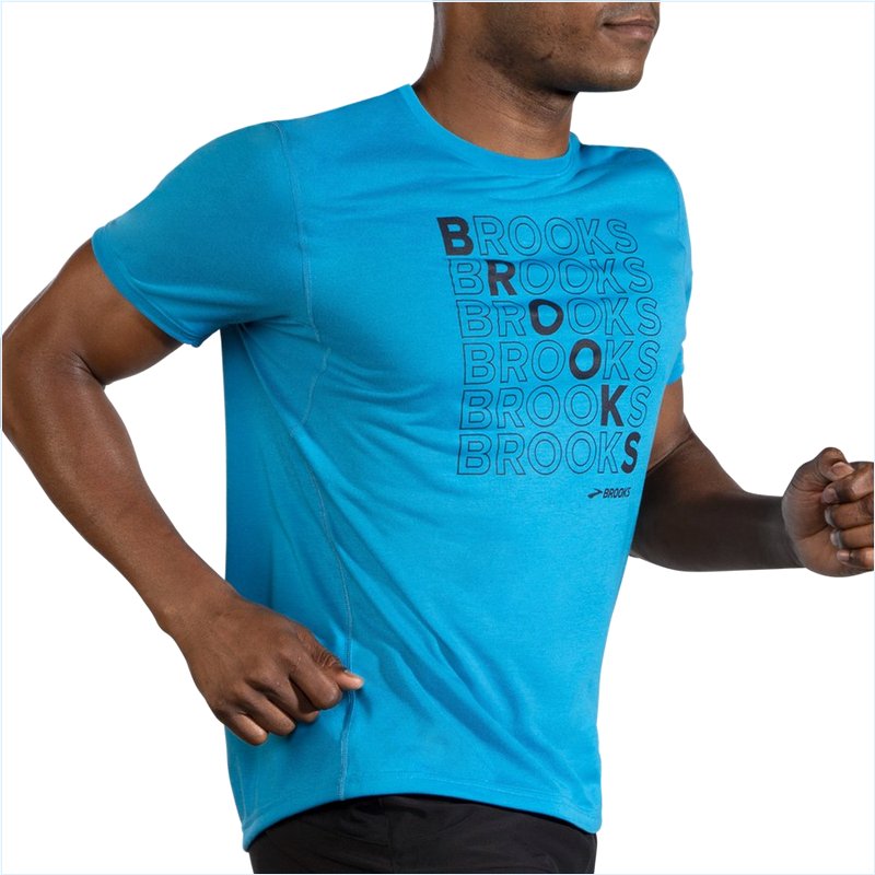  Distance Graphic Short Sleeve : 416 Electric Blue/Brooks Repeat