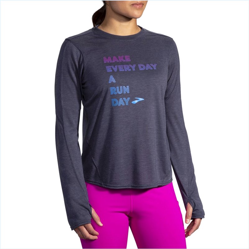  Distance Graphic Long Sleeve : 448 Heather Navy/Everyday