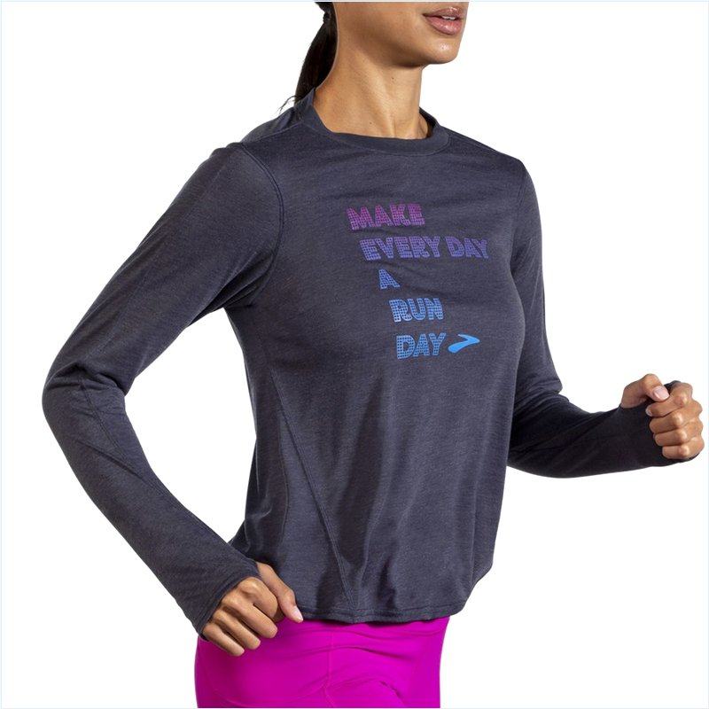  Distance Graphic Long Sleeve : 448 Heather Navy/Everyday