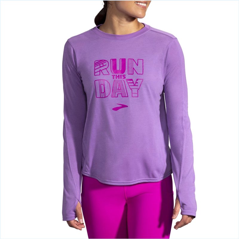  Distance Graphic Long Sleeve : 573 Heliotrope/Run Day
