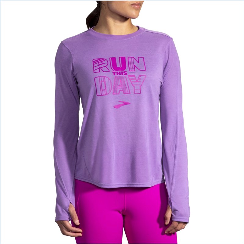  Distance Graphic Long Sleeve : 573 Heliotrope/Run Day