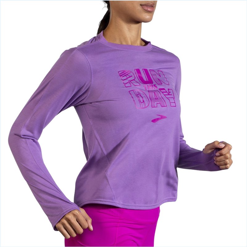  Distance Graphic Long Sleeve : 573 Heliotrope/Run Day