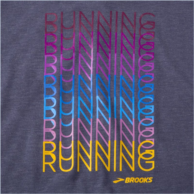  Distance Graphic Short Sleeve : 459 Heather Navy/Brooks Repeat