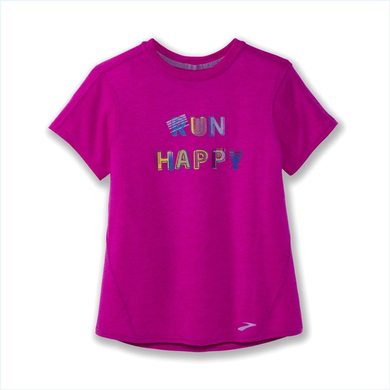  Distance Graphic Short Sleeve : 611 Heather Magenta/Run Happy