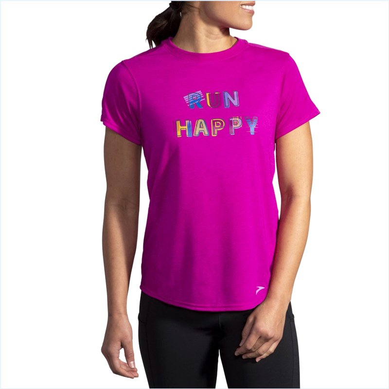  Distance Graphic Short Sleeve : 611 Heather Magenta/Run Happy