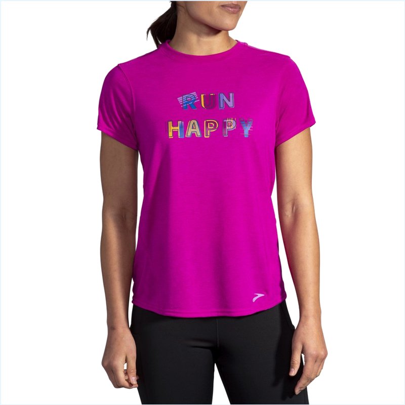  Distance Graphic Short Sleeve : 611 Heather Magenta/Run Happy