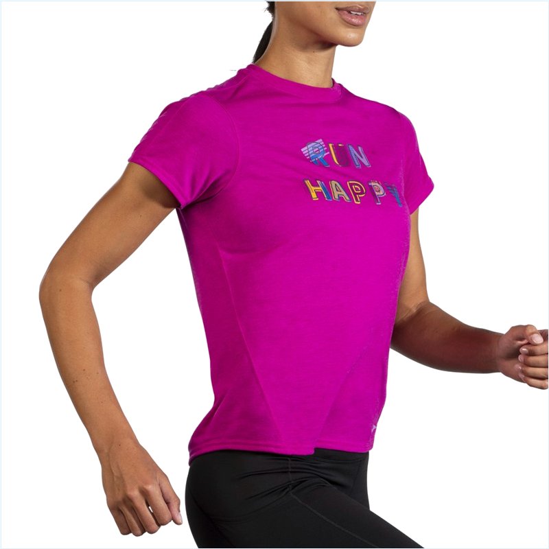  Distance Graphic Short Sleeve : 611 Heather Magenta/Run Happy