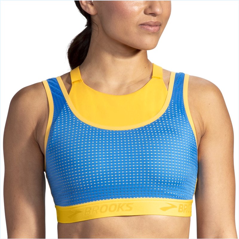  Drive Mesh Run Bra :788 Saffron/Blue Bolt