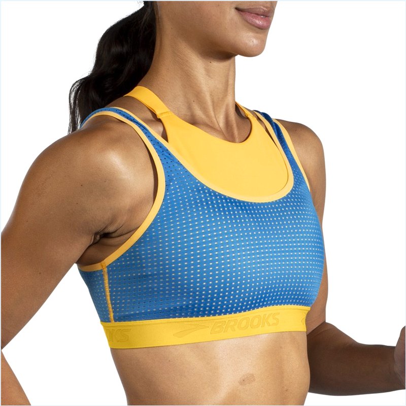  Drive Mesh Run Bra :788 Saffron/Blue Bolt