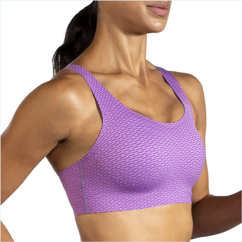  Dare Scoopback Run Bra : Heliotrope Texture Print