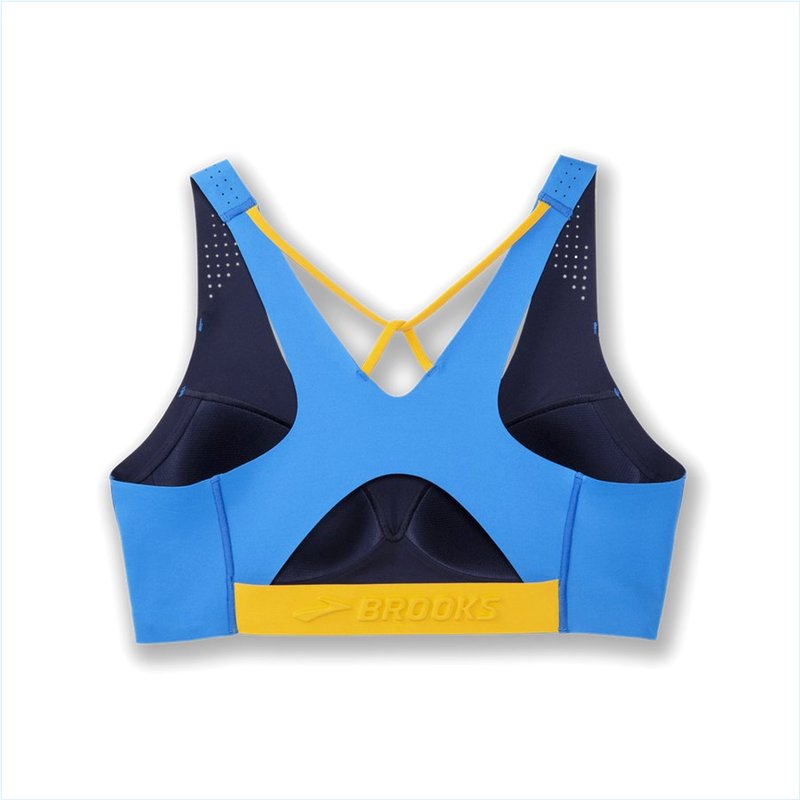  Dare V Neck Run Bra :404 Blue Bolt/Saffron